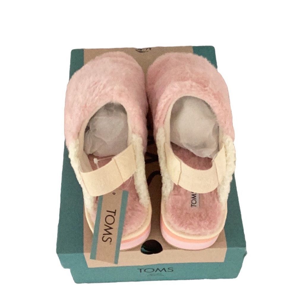 TOMS NEW IN BOX WOMENS SOFIA EVA CHALKY PINK FAUX FUR SLING BACK SHOE PLATFORM - Picture 8 of 10